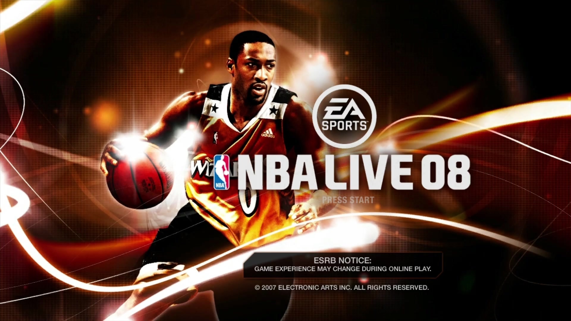 NBA Live 08 title screen for Xbox 360